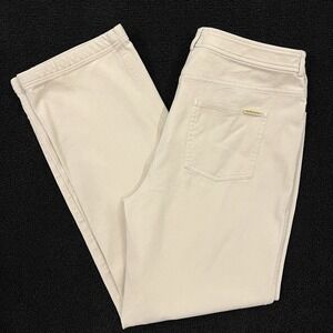 St. John Beige Straight Leg Pants Size 12 Mid Rise Quiet Luxury Comfort Stretch